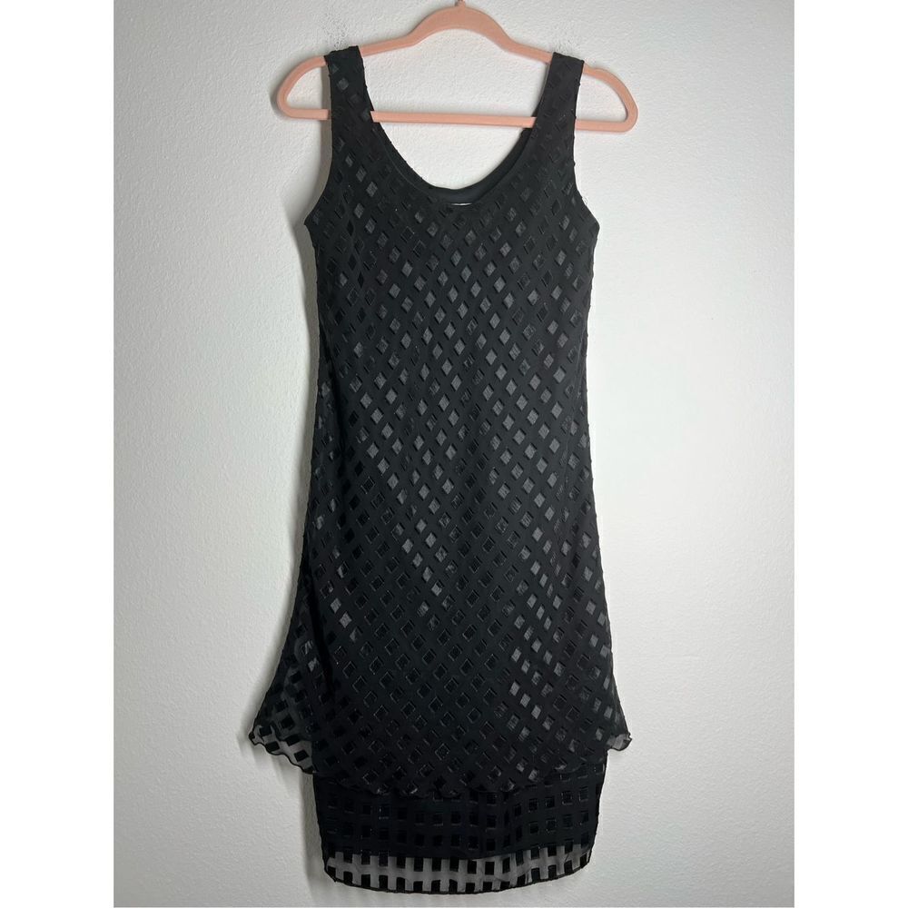 Jeffrey€Dara Black Sheer Layered Dress Size 10 Lined